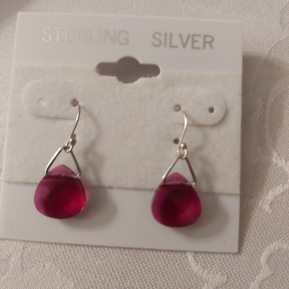 Swarovski: Ruby Sterling Silver Earrings - Picture 1 of 2